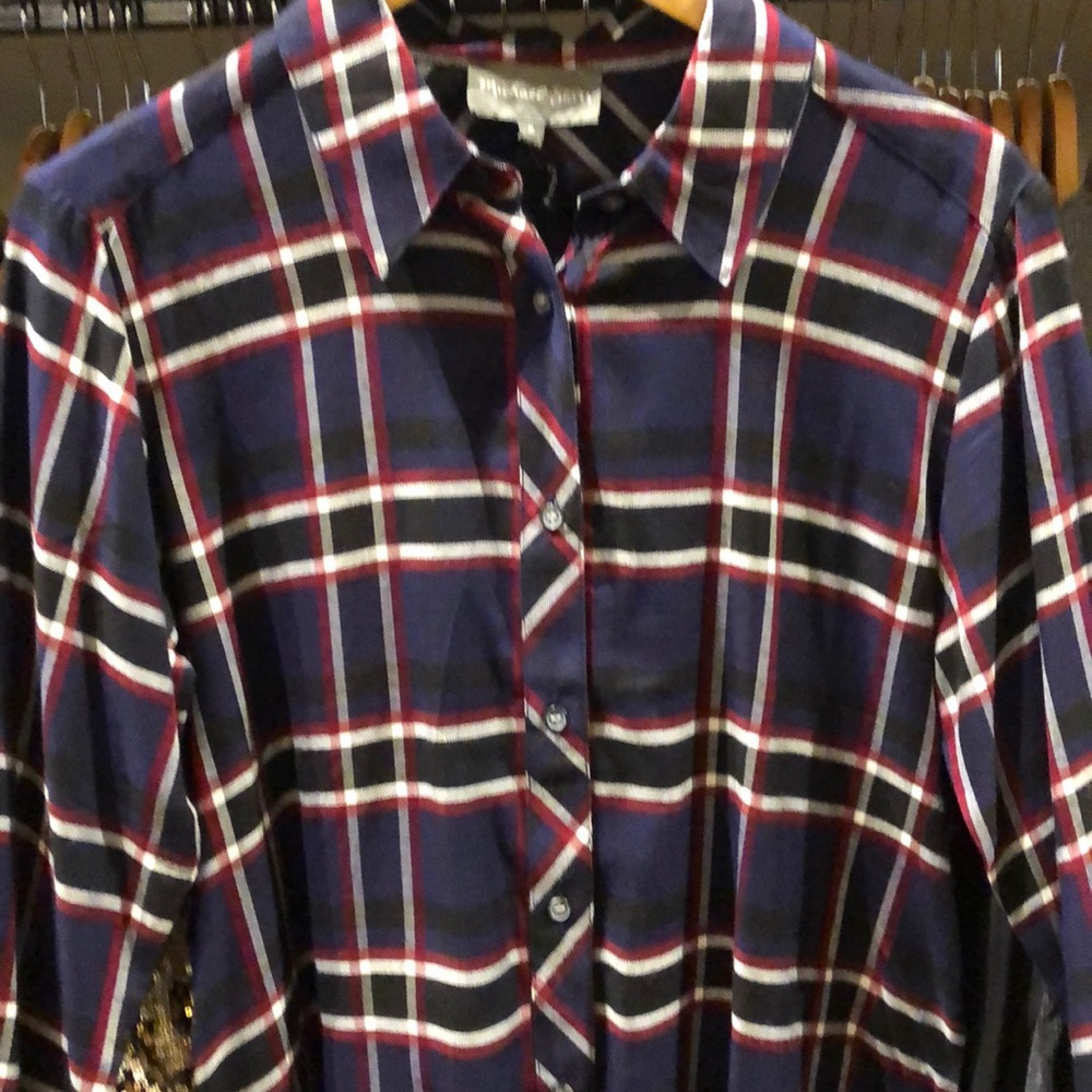 Michael Stars Hi Low button down plaid shirt